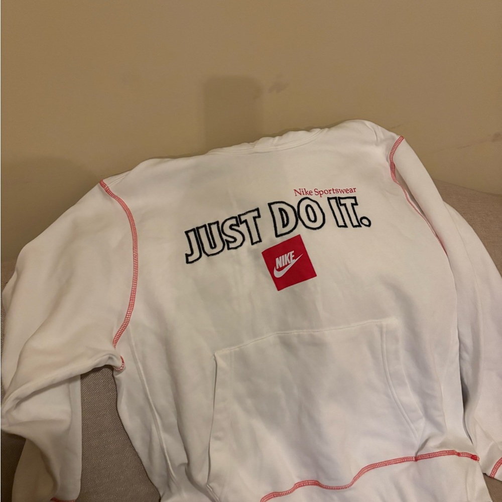 Nike White Sweatshirt with Red Details